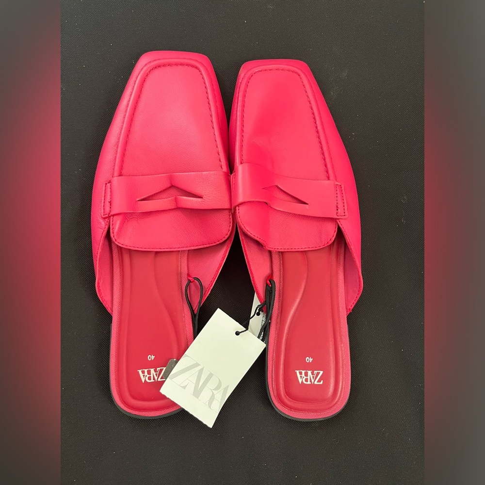 Zara flat loader slides - pink size 9/40